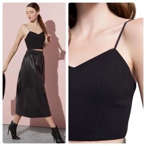 Alice + Olivia Archer Black Cropped Cami Top Women's Large